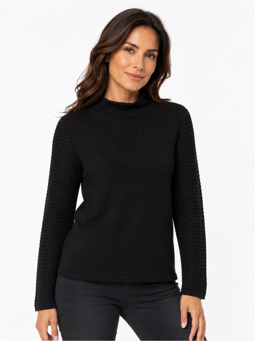 Milly 100% Merino Wool Roll Neck Mock Sweater Black Long Sleeve Size Medium